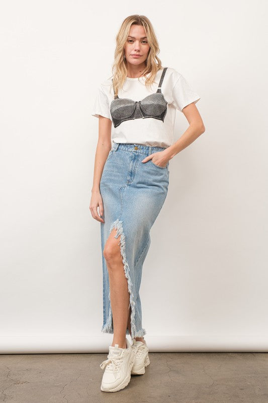 Jagged Edge Denim Skirt | 2 colours