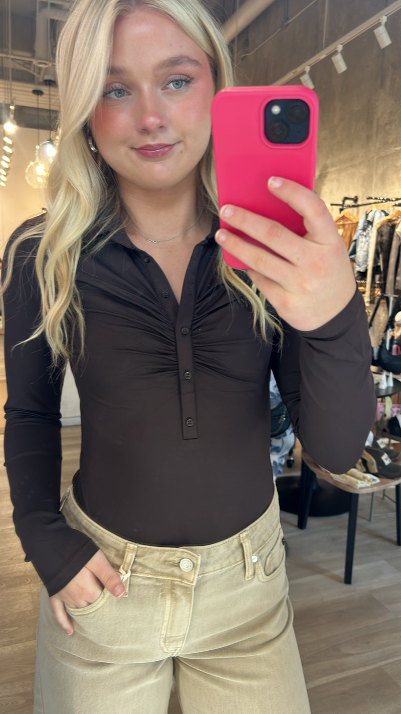 Shirred Button Top | 2 colours