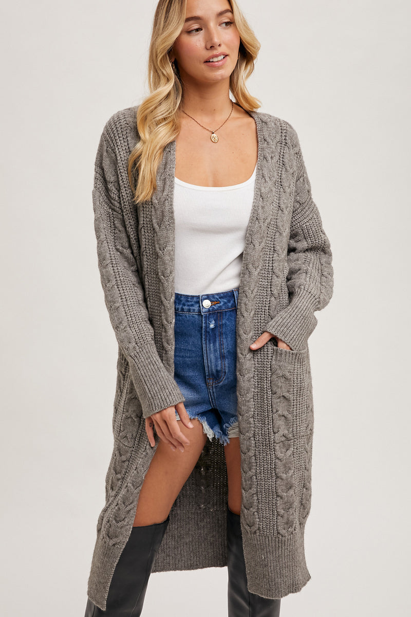 Cable Knit Longline Cardi