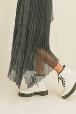 Metallic Mesh Pleated Skirt