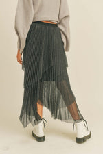 Metallic Mesh Pleated Skirt