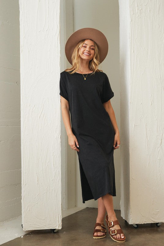 Basic Midi T-shirt Dress (4 colours)