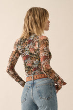 Fall Florals Mesh Top