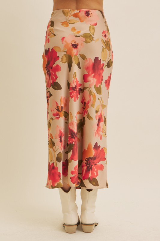 Fall Florals Satin Skirt