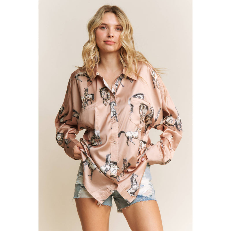 Horsey Time Button Up