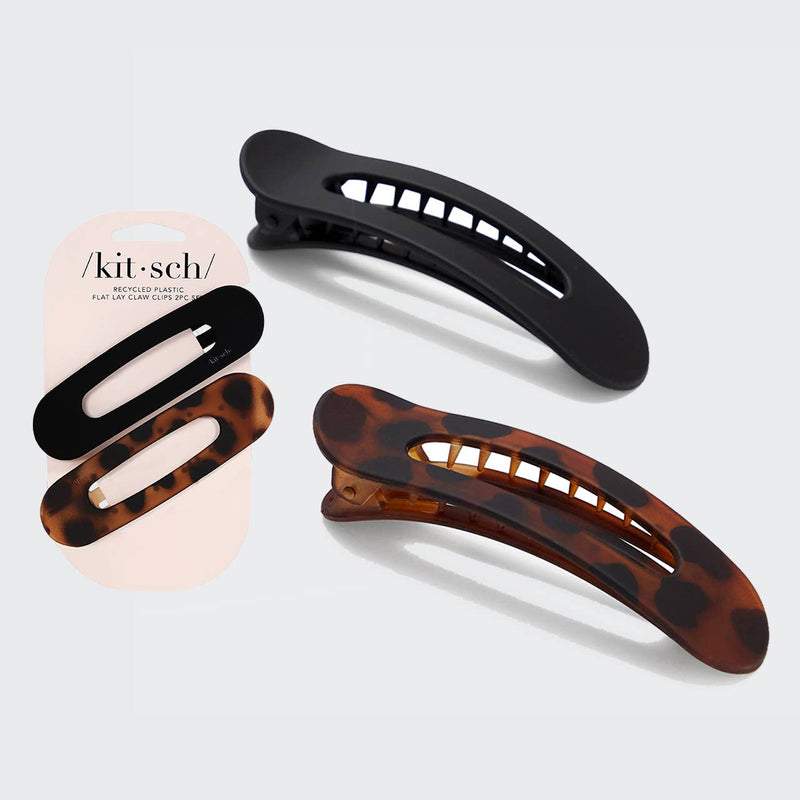 Flat Lay Claw Clip 2pc - Black & Tort