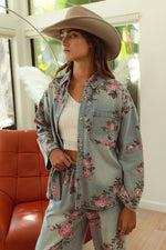 Flower Power Denim Button Up