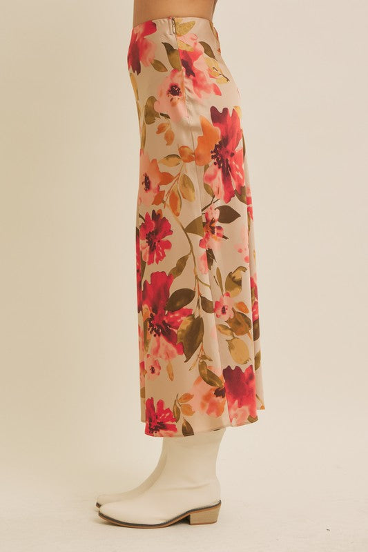 Fall Florals Satin Skirt