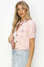 Caitlyn Crop Denim Jacket | Light Pink