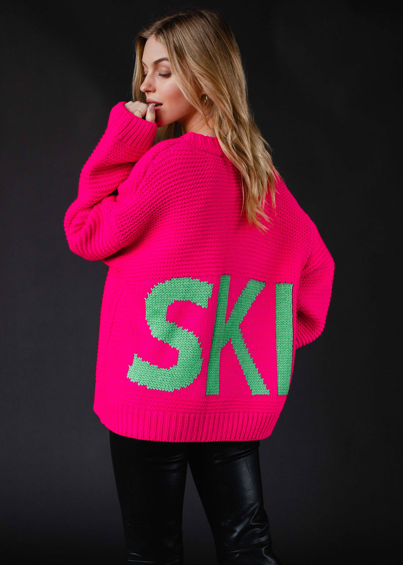 Ski TIme Cardi | Hot Pink