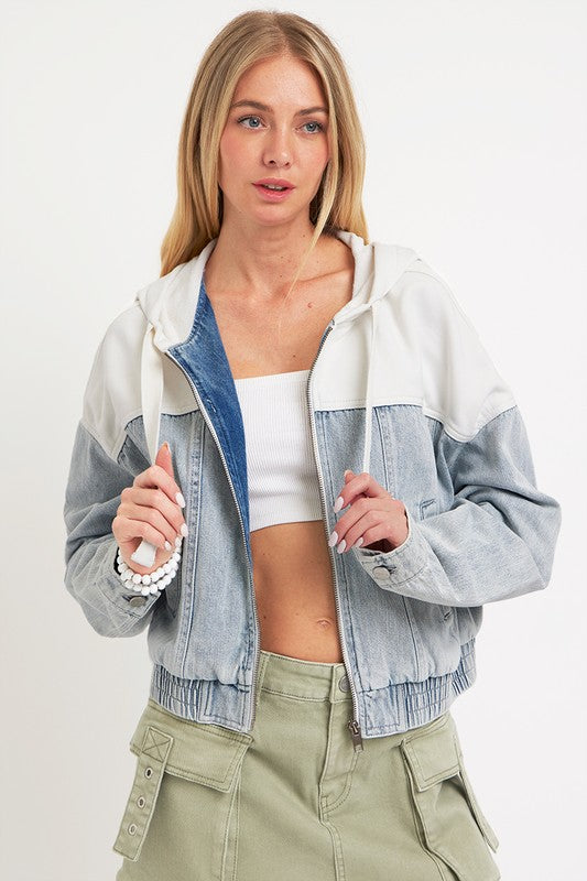 Denim Contrast Bomber