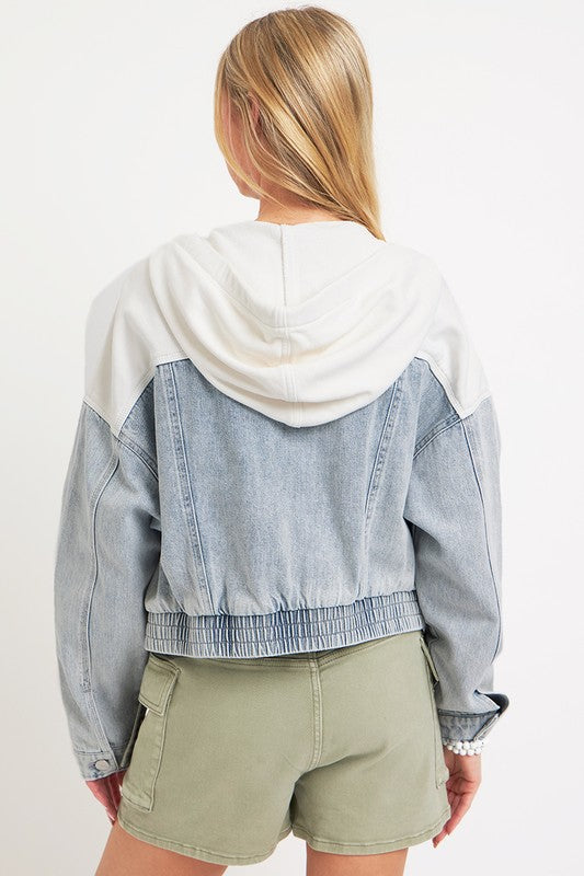 Denim Contrast Bomber