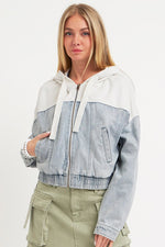 Denim Contrast Bomber