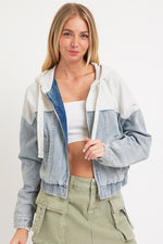 Denim Contrast Bomber