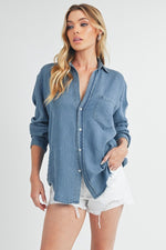 Silk Stone Denim Button Up