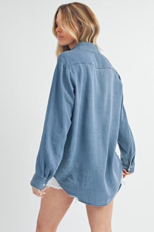 Silk Stone Denim Button Up