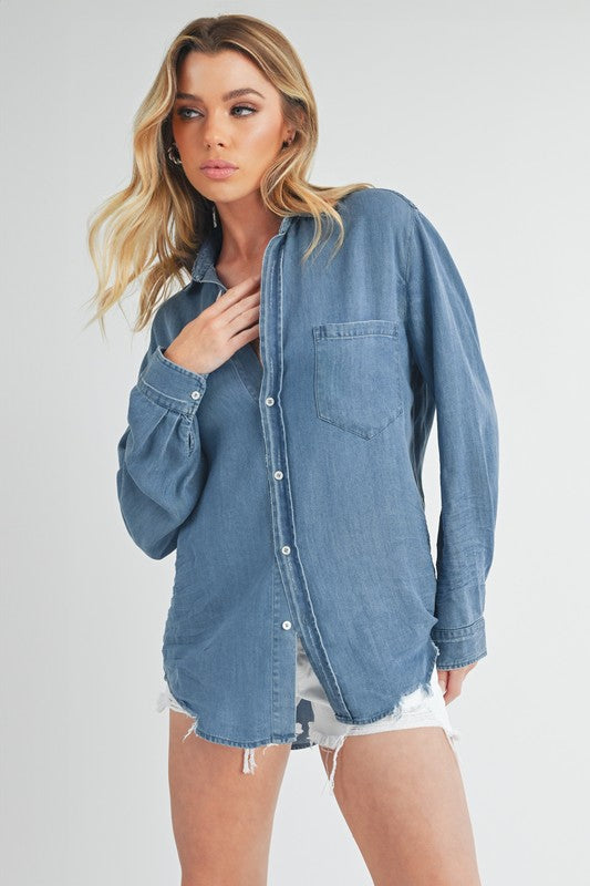 Silk Stone Denim Button Up