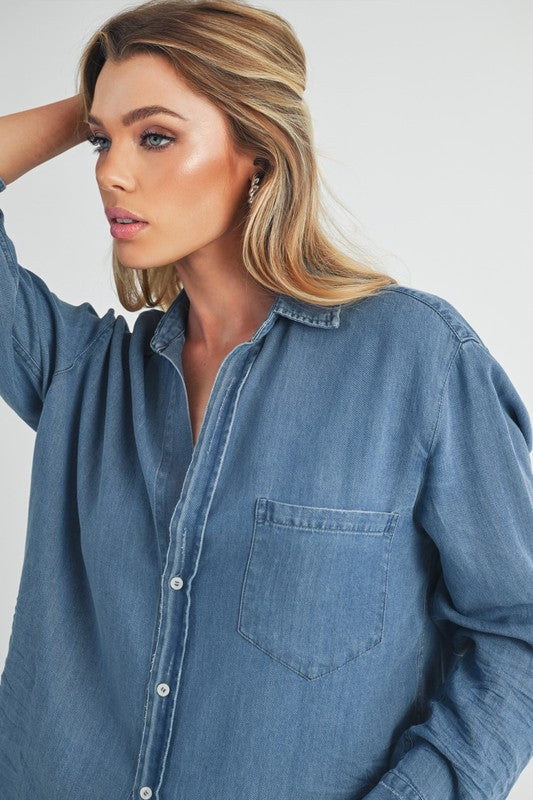 Silk Stone Denim Button Up