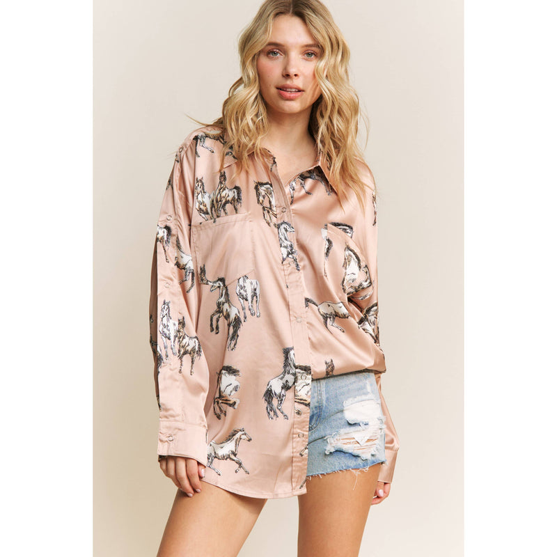 Horsey Time Button Up