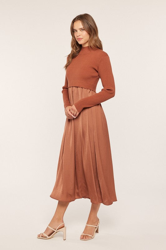 satin sweater dress Warm Kiss Satin Sweater Maxi Dress Set - Charcoal