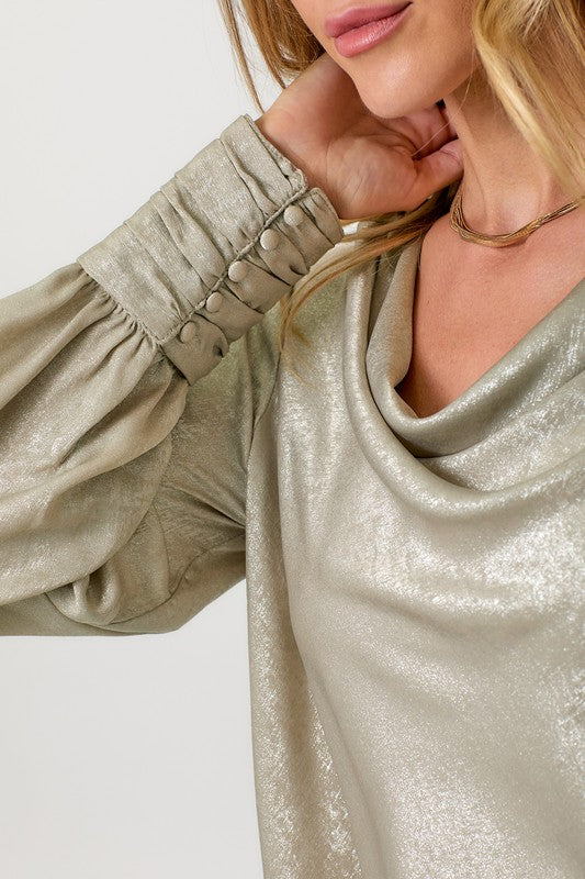 Metallic Cowl Blouse | 3 colours