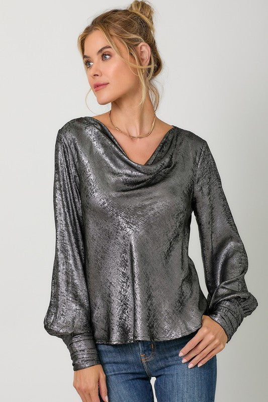 Metallic Cowl Blouse | 3 colours