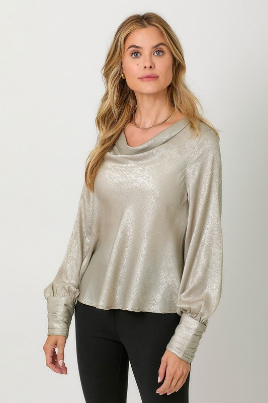 Metallic Cowl Blouse | 3 colours