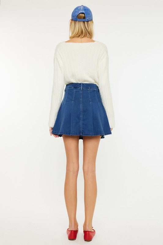 Denim Pleat Skort