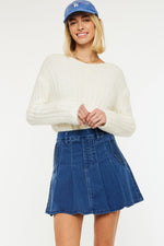 Denim Pleat Skort