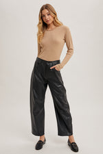 Vegan Leather Barrel Pant