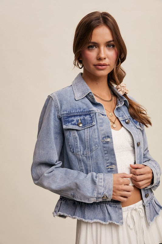 Ruffle Denim Jacket