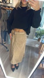 Suede A-Line Midi Skirt