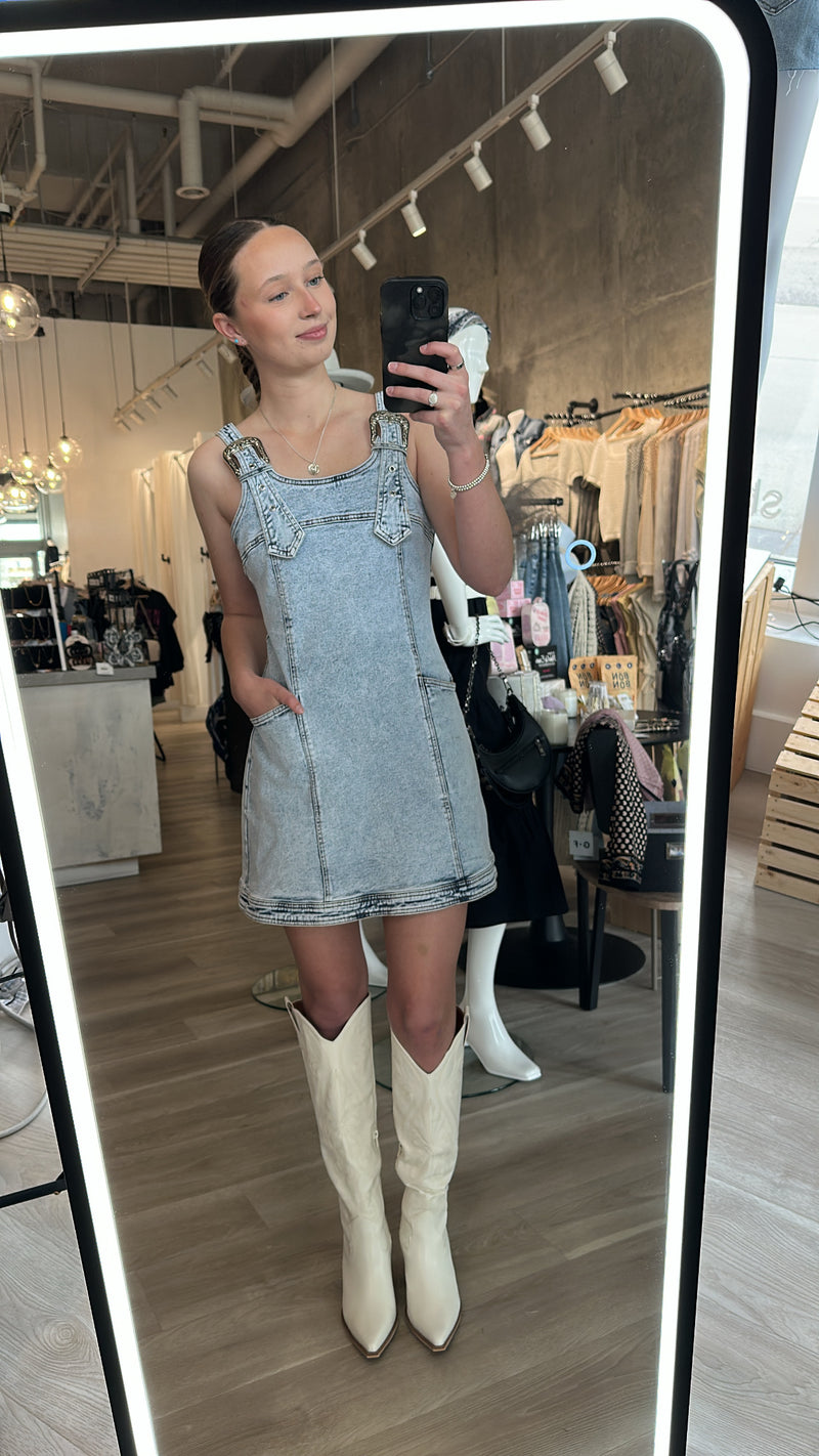 Buckle Up Mini Dress