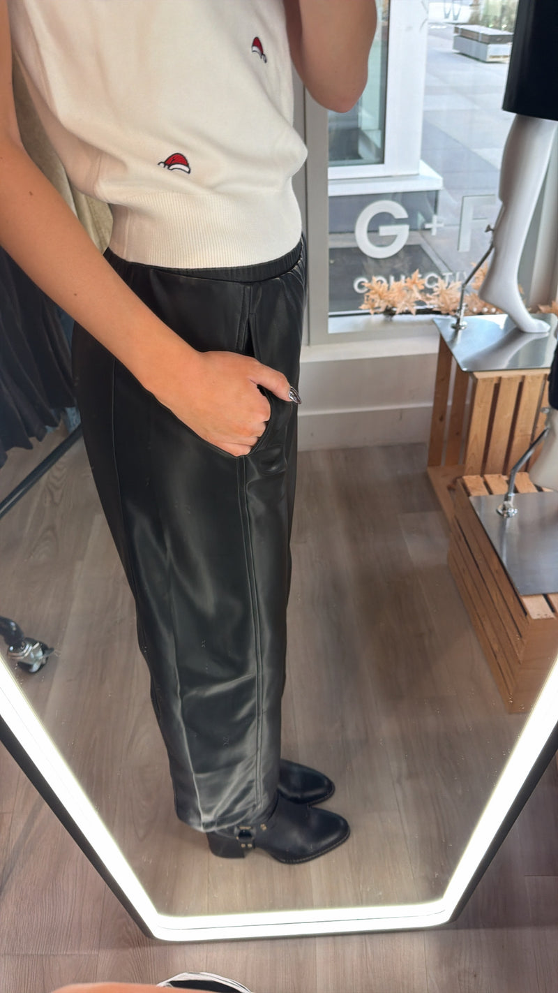 Vegan Leather Wide Leg