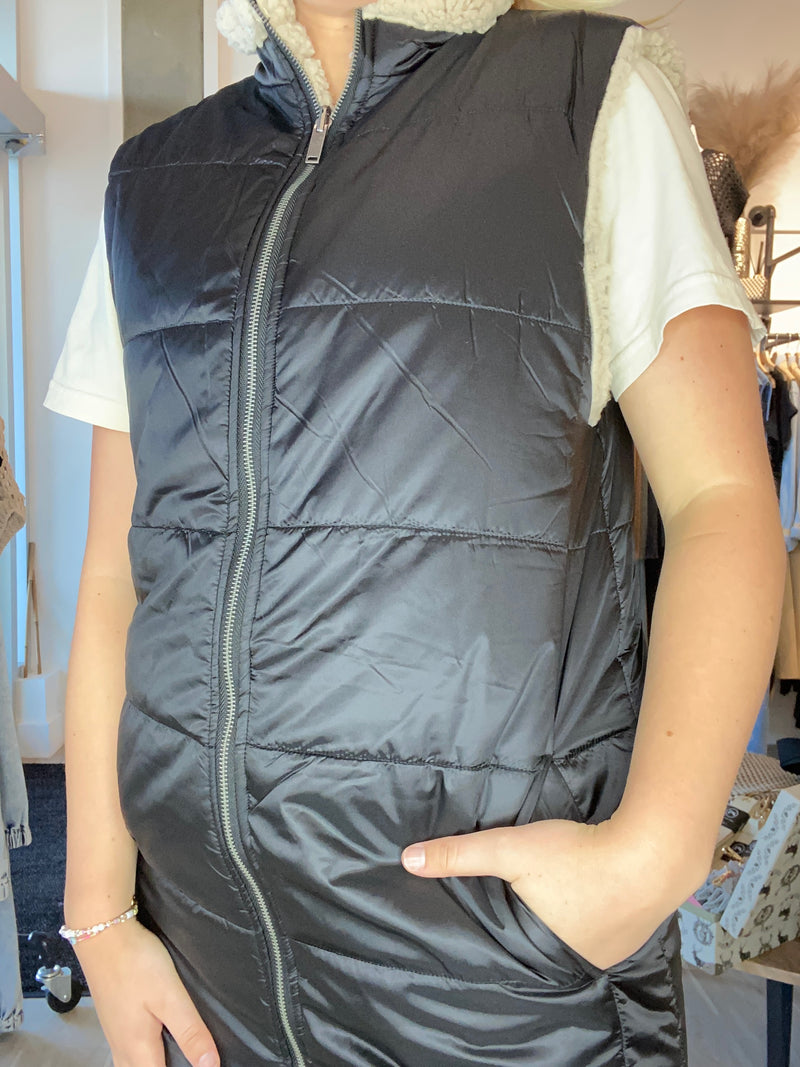 Long Reversible Sherpa Vest