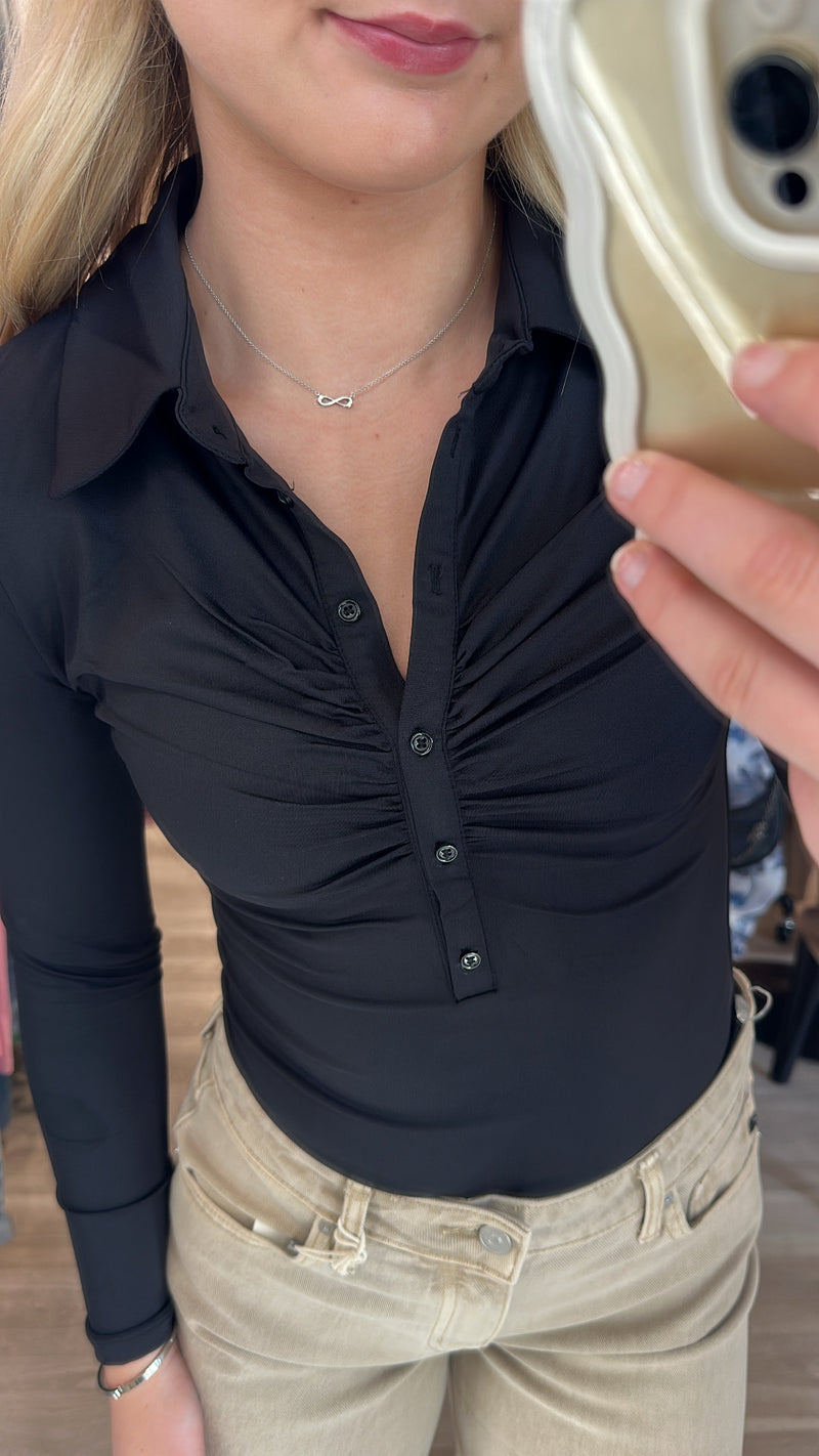 Shirred Button Top | 2 colours