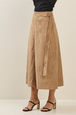 Suede A-Line Midi Skirt