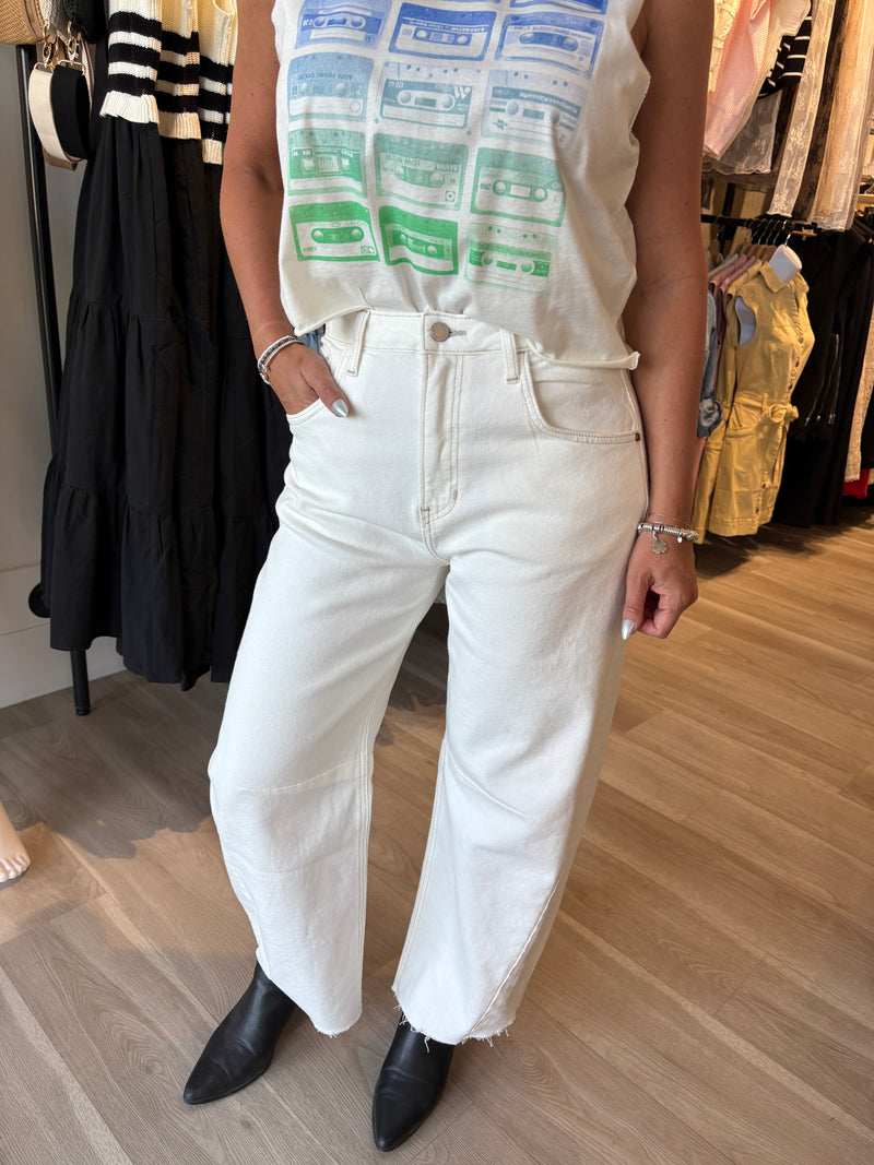 Ivory Frame Barrel Jeans