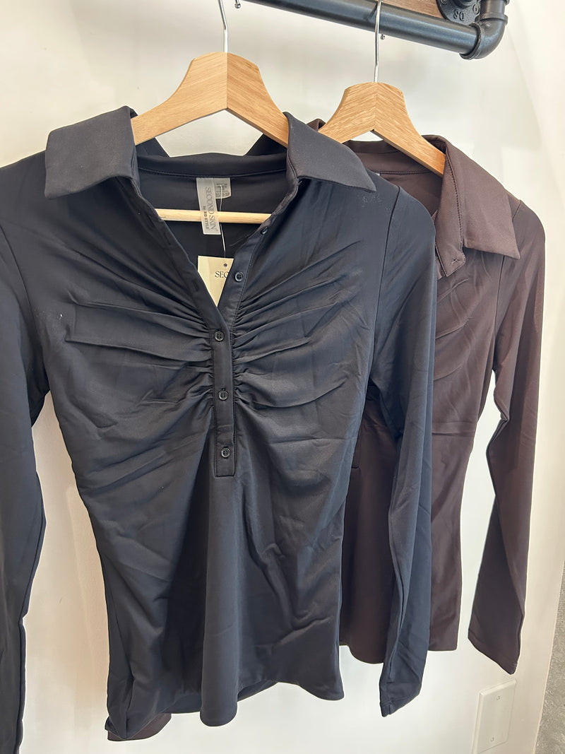 Shirred Button Top | 2 colours