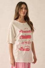 Retro Car Distressed Oversized Tee