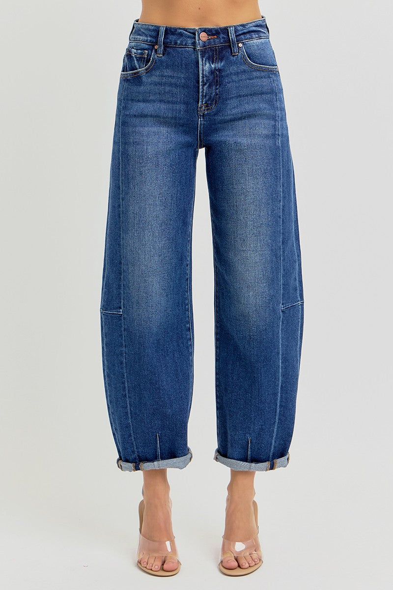 Dark Frame Barrel Jeans