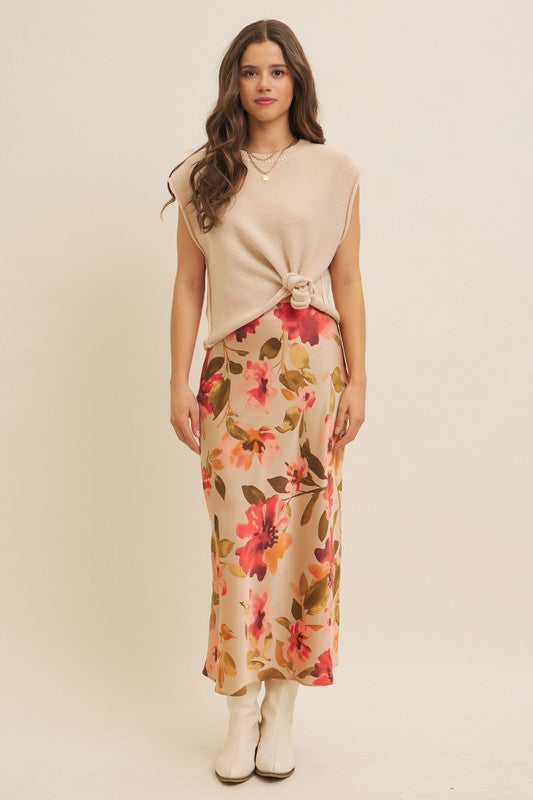 Fall Florals Satin Skirt