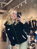 Lace Edge Zip Up Hoodie