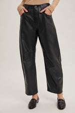 Vegan Leather Barrel Pant