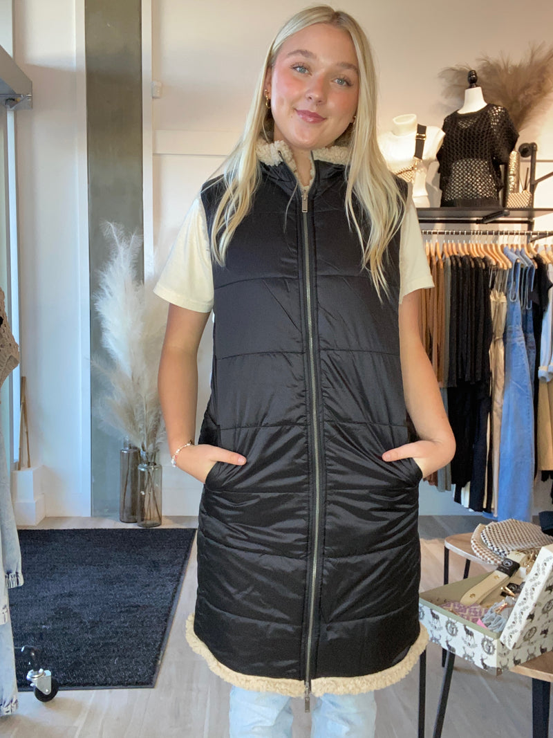 Long Reversible Sherpa Vest