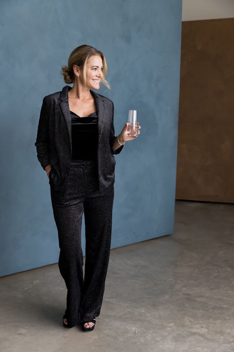 Rhinestone Wide Leg Trousers