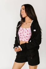 Lace Edge Zip Up Hoodie