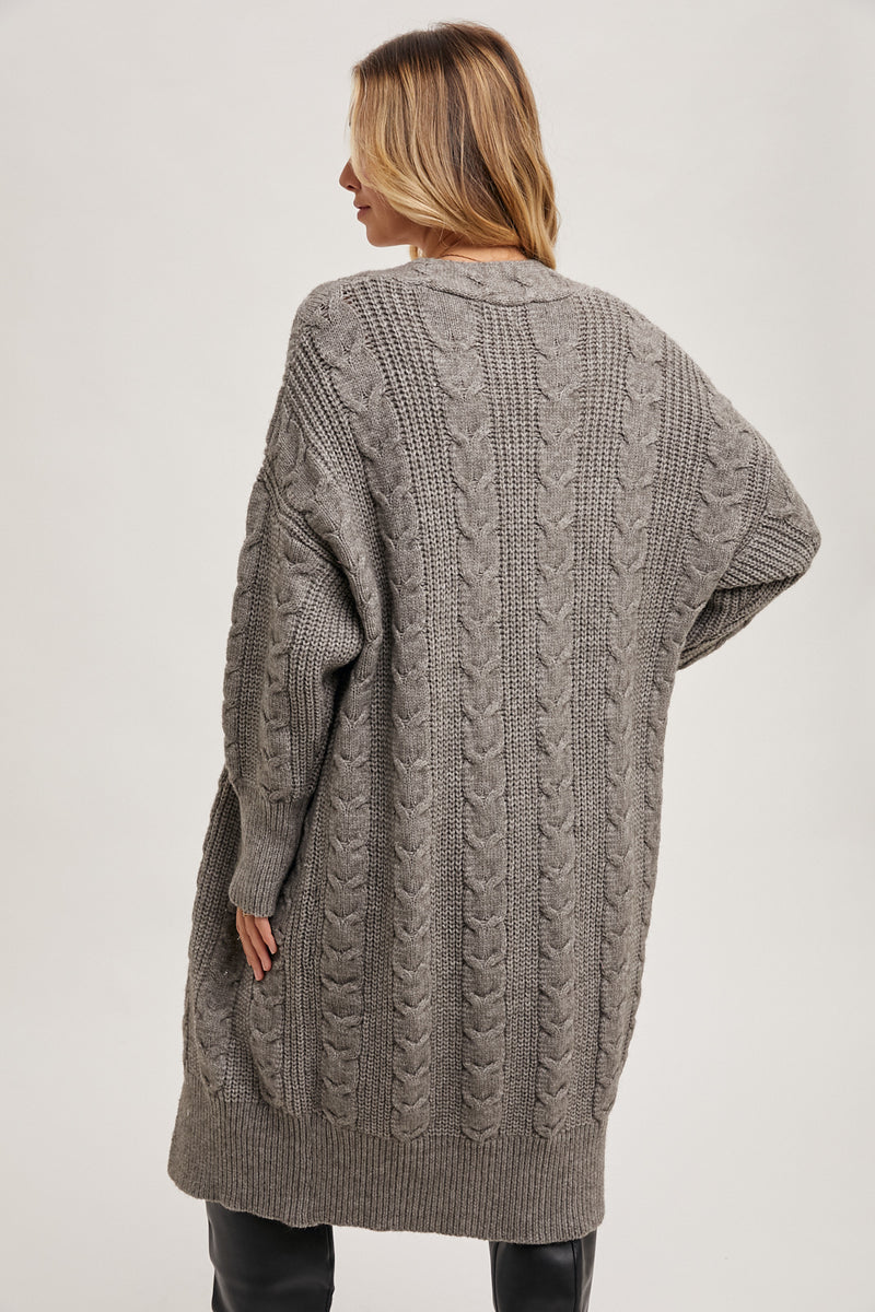 Cable Knit Longline Cardi