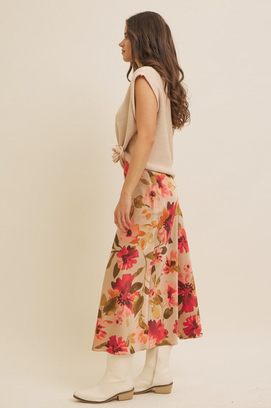 Fall Florals Satin Skirt