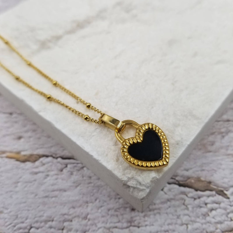 B+W Double Sided Heart Necklace